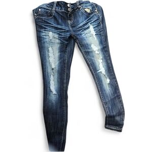 Rue21 Dark Blue Distressed Skinny Jeans